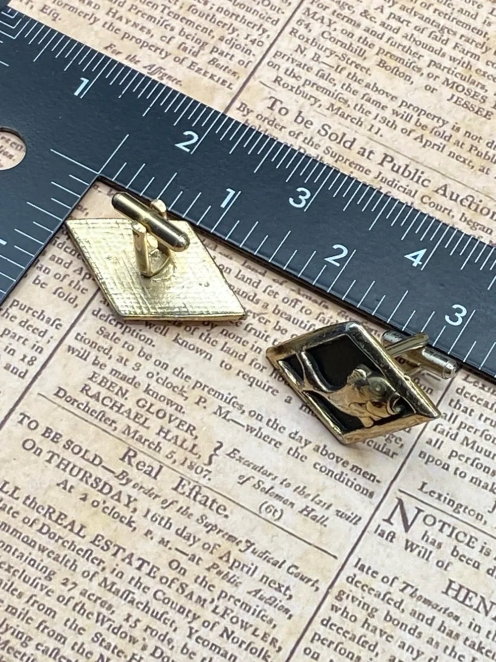 Vintage Fish Motif Black and Gold Cufflinks for Men